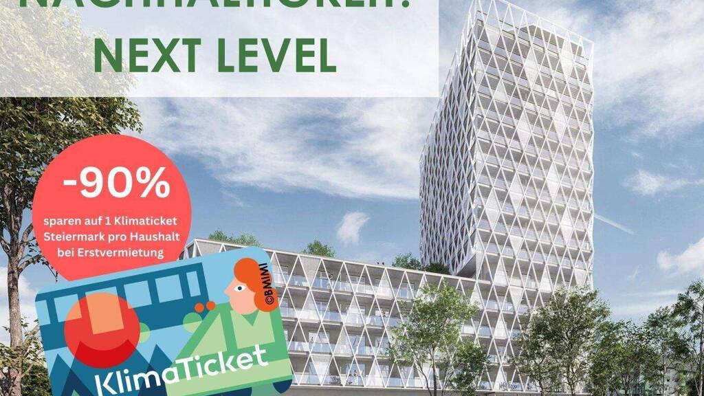 Wohnung zur Miete - Erstbezug 1.120 € 4 Zimmer 88,5 m² 10. Geschoss frei ab 01.05.2026 Kärntner Straße 1 Gries Graz 8020