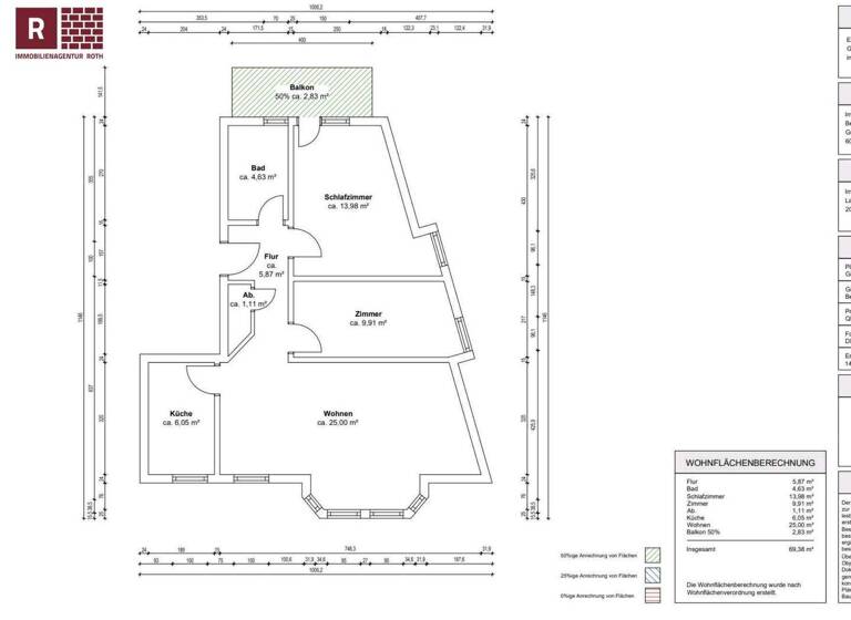 Wohnung zur Miete 1.500 € 3 Zimmer 69 m² 2. Geschoss Sachsenhausen Frankfurt am Main 60599