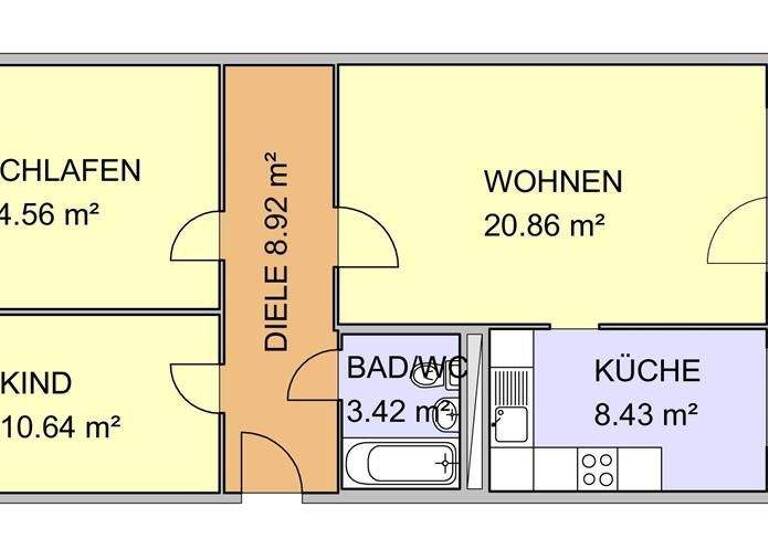 Wohnung zur Miete 450 € 3 Zimmer 70,5 m² 2. Geschoss frei ab sofort Burgstraße 68 Bitterfeld Bitterfeld-Wolfen 06749