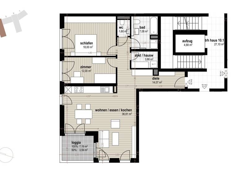 Wohnung zur Miete 1.490 € 3 Zimmer 97,2 m² 4. Geschoss Stadtmitte Neu-Ulm 89231