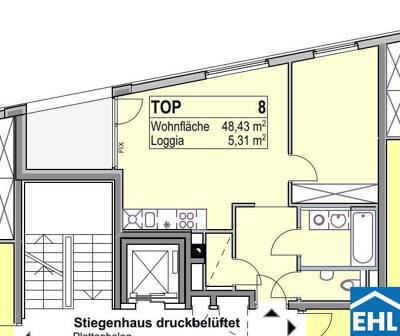 2-Zimmer-Wohnung mit Balkon, 48 m², Landstraße, Landstraße