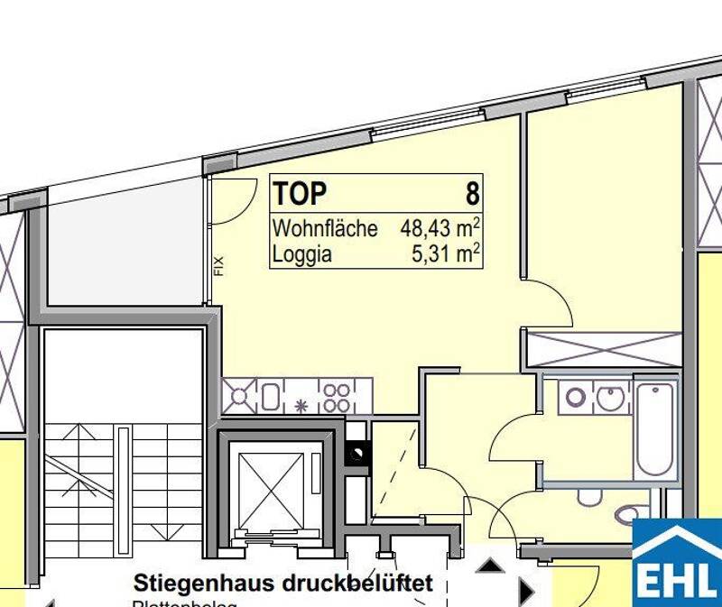 2-Zimmer-Wohnung mit Balkon, 48 m², Landstraße, Landstraße