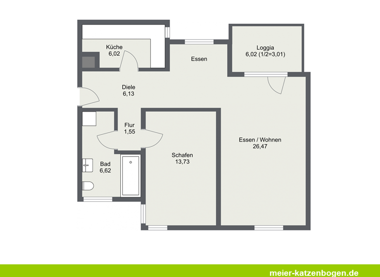 Wohnung zum Kauf 225.000 € 2 Zimmer 61,7 m²<br/>Wohnfläche 1.<br/>Geschoss Ingolstadt Ingolstadt 85057