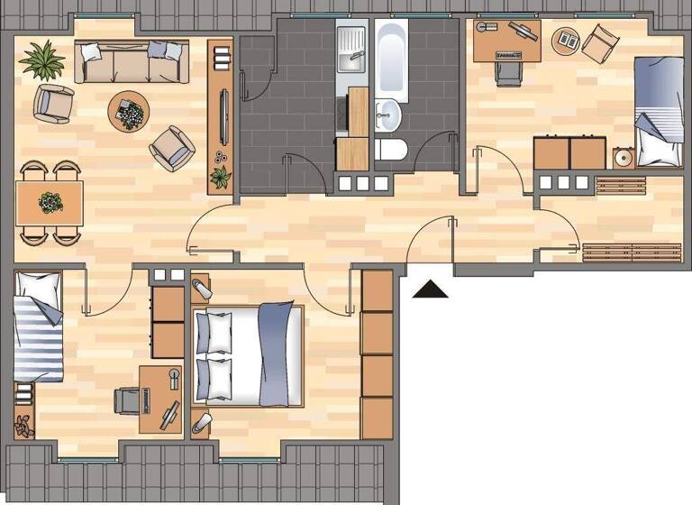 Wohnung zur Miete 459 € 4 Zimmer 61,9 m² 2. Geschoss Pillauer Straße 15 Bant Wilhelmshaven 26389