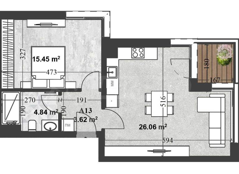 Studio zum Kauf 199.800 € 2 Zimmer 78,5 m² Sofia