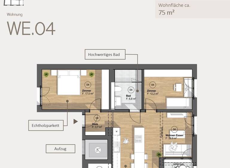 Wohnung zum Kauf - Neubau 316.200 € 3 Zimmer 74,5 m²<br/>Wohnfläche 1.<br/>Geschoss Mittelgasse 11 Niedernhall 74676
