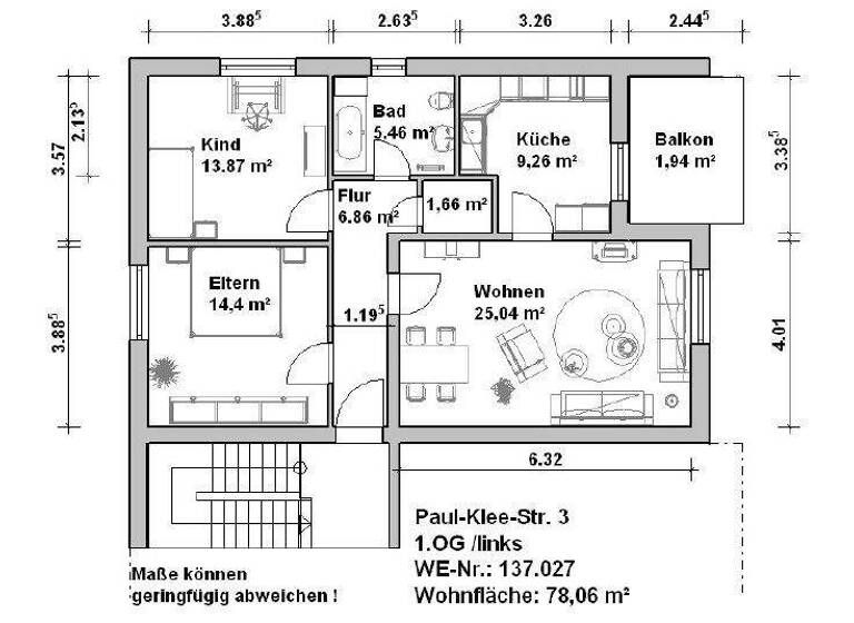 Wohnung zur Miete nur mit Wohnberechtigungsschein 849 € 3 Zimmer 78,1 m² frei ab sofort Paul-Klee-Str. 6 Innenstadt Minden 32429