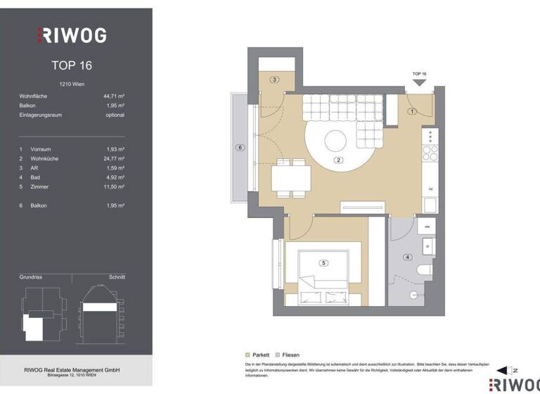 Wohnung zum Kauf - Erstbezug 289.000 € 2 Zimmer 44,7 m² 4. Geschoss Bahnsteggasse 4 Wien 1210