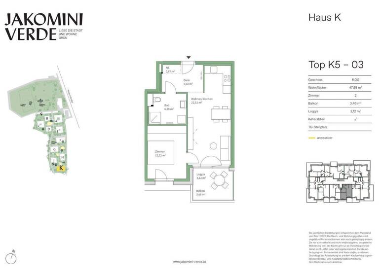 Wohnung zum Kauf - Erstbezug 265.000 € 2 Zimmer 5. Geschoss Kasernstraße Jakomini Graz 8010