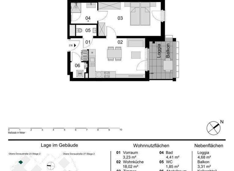 Wohnung zum Kauf - Erstbezug 459.000 € 2 Zimmer 46,4 m² 3. Geschoss Obere Donaustraße 23 Wien 1020
