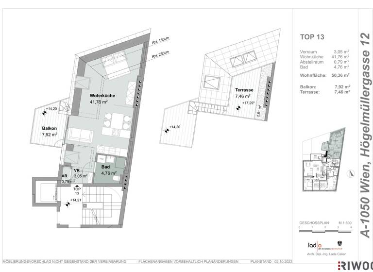 Wohnung zum Kauf - Erstbezug 438.000 € 2 Zimmer 50,4 m² 4. Geschoss Högelmüllergasse 12 Wien 1050