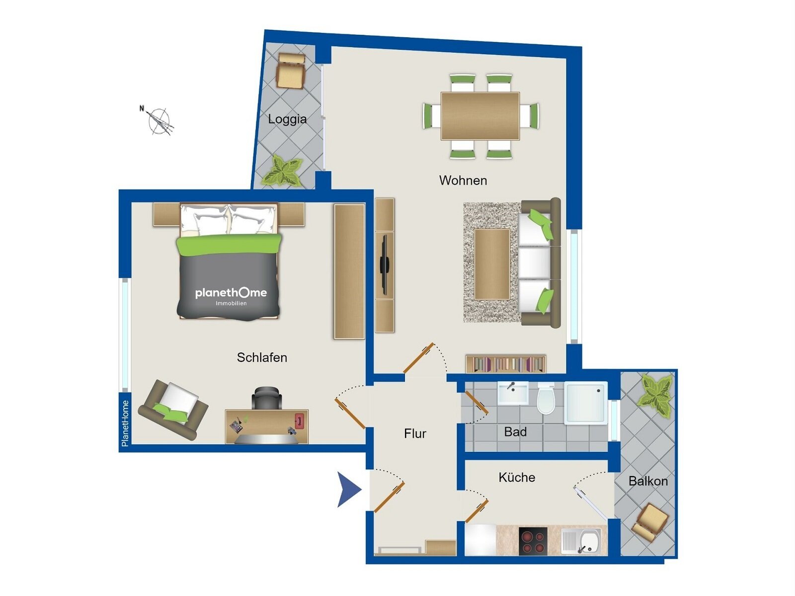 Wohnung zum Kauf 415.000 € 2 Zimmer 76,5 m²<br/>Wohnfläche 1.<br/>Geschoss Bockenheim Frankfurt am Main 60487