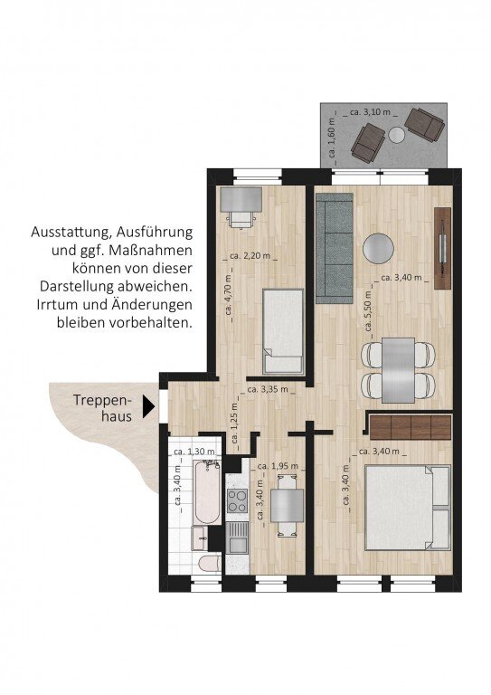 Wohnung zur Miete 400 € 3 Zimmer 59 m²<br/>Wohnfläche 3.<br/>Geschoss Richard-Wagner-Straße 14 Innerstädtischer Bereich Nord 16 Dessau-Roßlau 06844