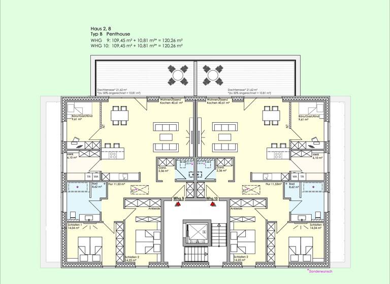 Wohnung zum Kauf provisionsfrei 479.852 € 4 Zimmer 120,3 m²<br/>Wohnfläche Dachgeschoss<br/>Geschoss ab sofort<br/>Verfügbarkeit Gerbertstraße 1-7 Lingen Lingen (Ems) 49809