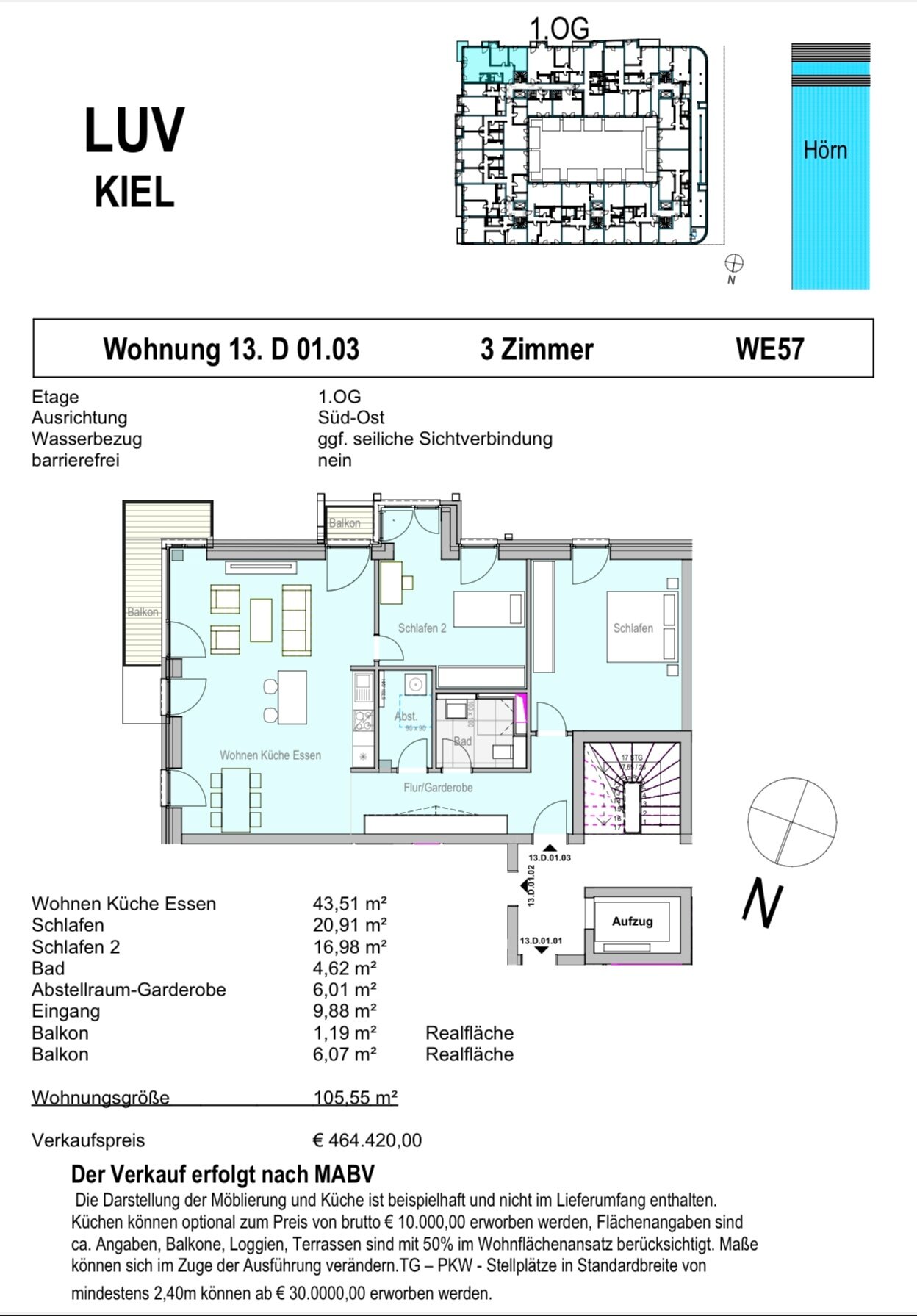 Wohnung zum Kauf provisionsfrei 464.420 € 3 Zimmer 105,6 m²<br/>Wohnfläche Gaarden - Ost Bezirk 1 Kiel 24143