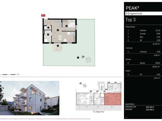 Wohnung zum Kauf - Erstbezug provisionsfrei 434.900 € 2 Zimmer 41 m² EG Nordkettenstraße 2 Amras Innsbruck 6020