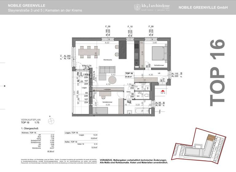 Wohnung zum Kauf - Erstbezug 377.000 € 3 Zimmer 87,6 m² 1. Geschoss Kematen an der Krems 4531