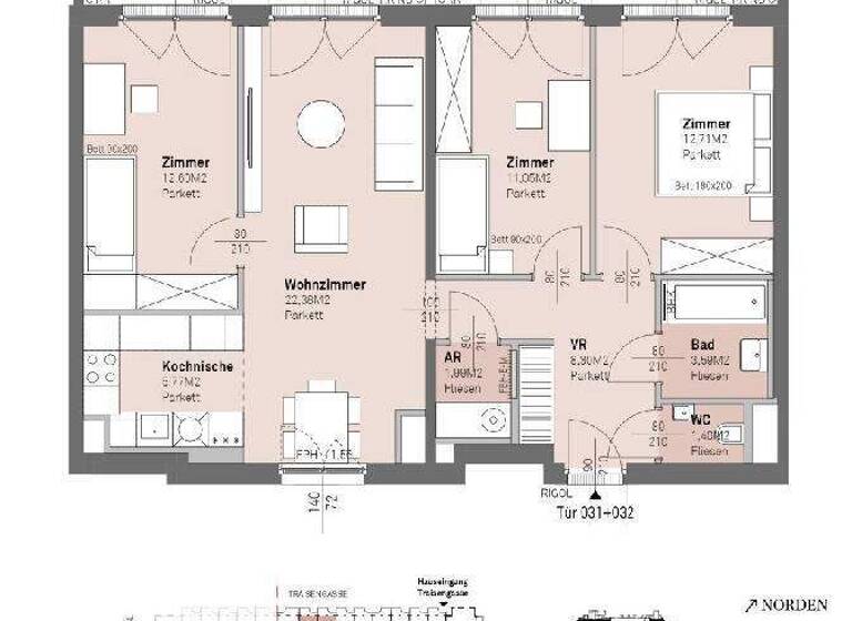 Wohnung zum Kauf - Erstbezug 511.800 € 4 Zimmer 79,8 m² frei ab 30.06.2028 Wien,Brigittenau 1200