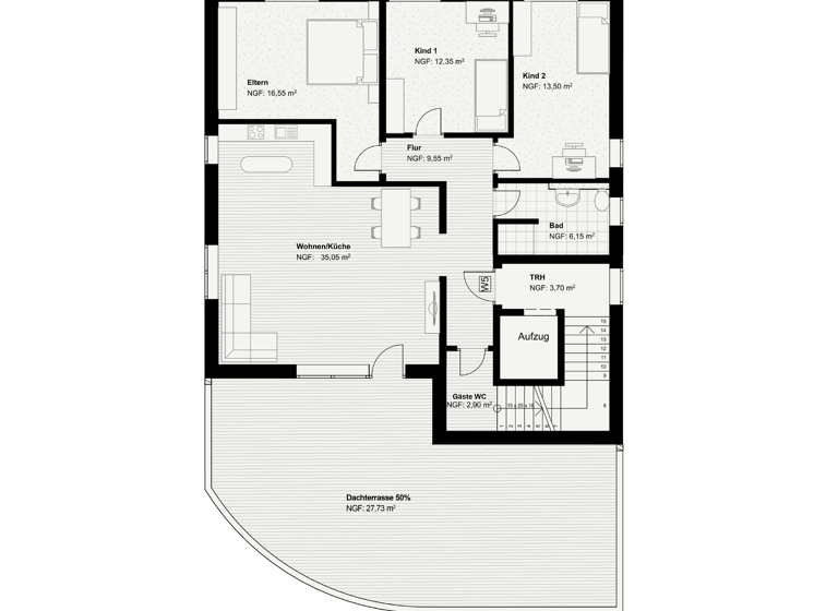 Penthouse zum Kauf provisionsfrei 557.010 € 4 Zimmer 123,8 m² Friedrichstraße 12 Rodheim-Bieber Biebertal 35444