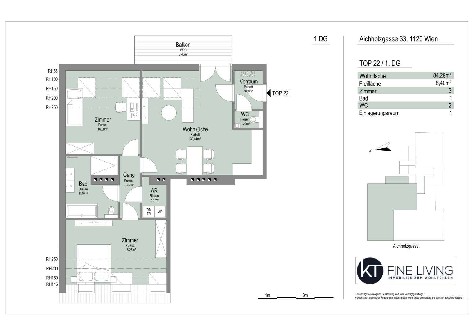 Wohnung zum Kauf 599.000 € 3 Zimmer 84,3 m²<br/>Wohnfläche Wien 1120