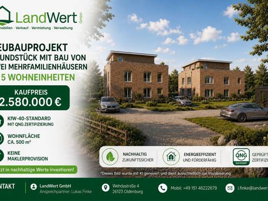 Mehrfamilienhaus zum Kauf provisionsfrei 2.580.000 € 1 Zimmer 500 m² 1.077 m² Grundstück Nadorst Oldenburg 26125