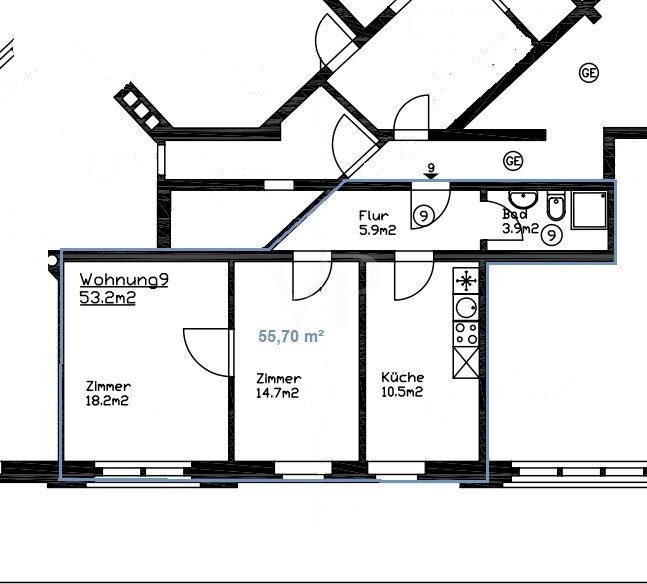 Wohnung zur Miete 474 € 2 Zimmer 55,7 m²<br/>Wohnfläche 2.<br/>Geschoss Radebeul 01445