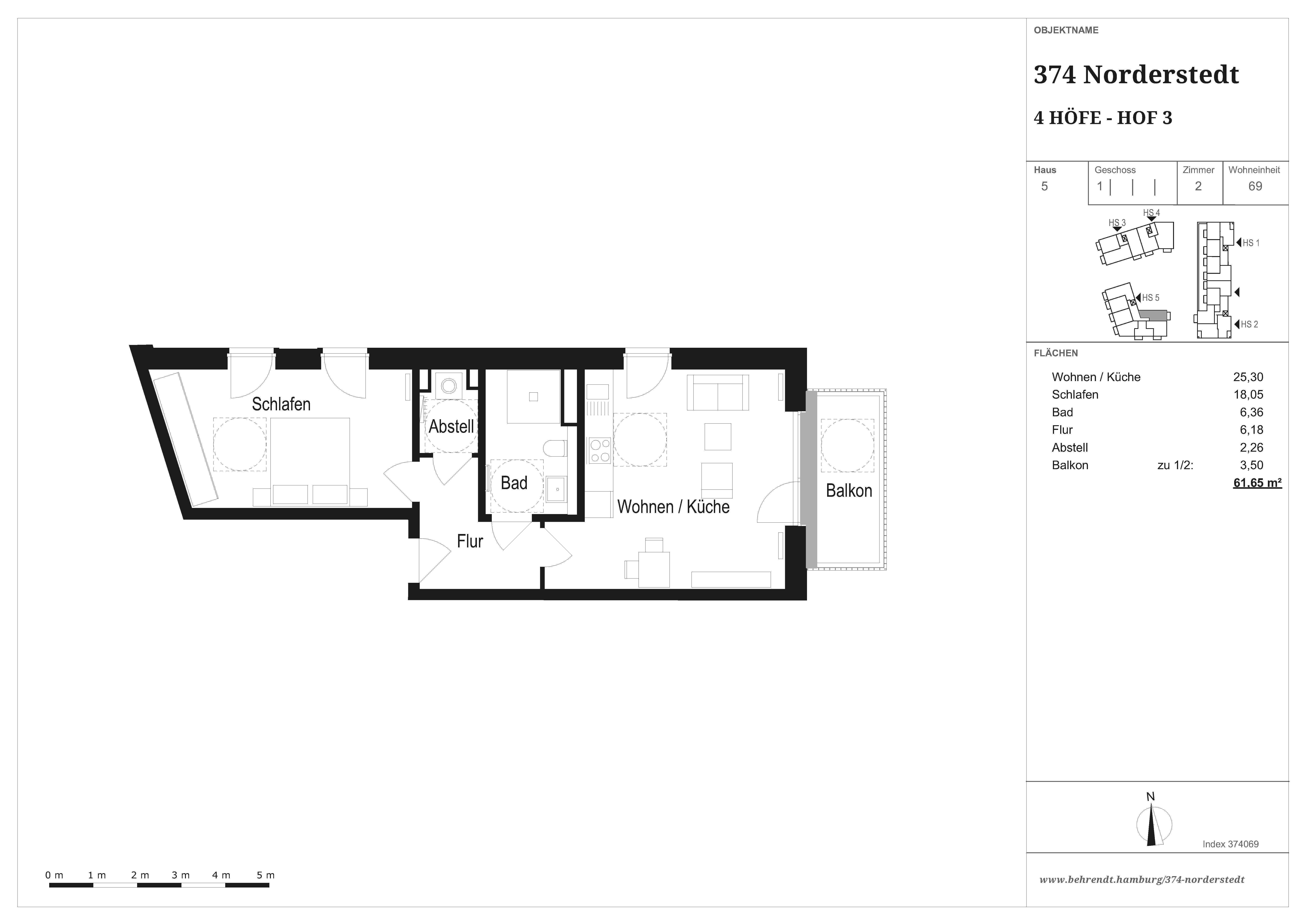 Wohnung zur Miete 1.042 € 2 Zimmer 61,7 m²<br/>Wohnfläche 1.<br/>Geschoss Garstedt Norderstedt 22850