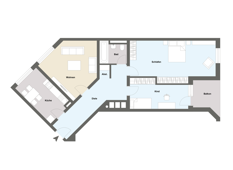 Wohnung zum Kauf 249.000 € 3 Zimmer 78,2 m² 1. Geschoss Altstadt Bayreuth 95447
