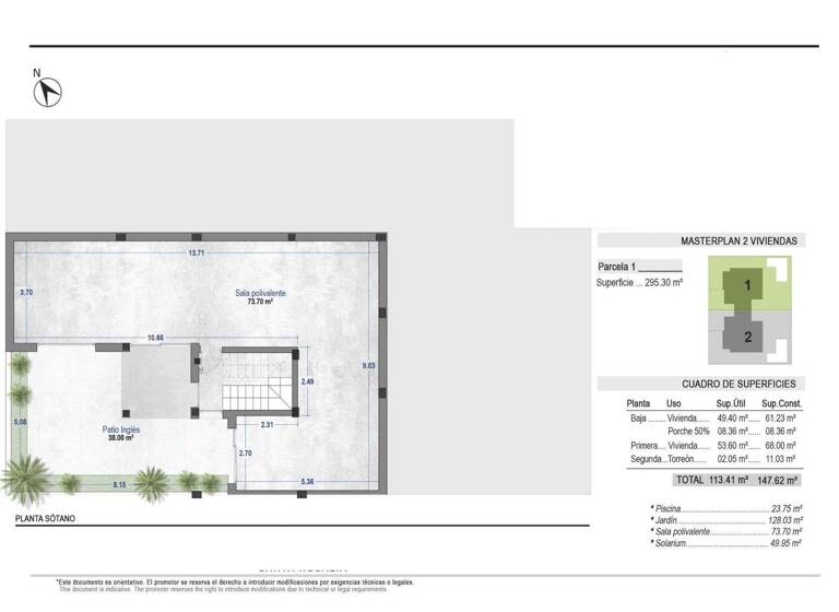Doppelhaushälfte zum Kauf provisionsfrei 785.000 € 5 Zimmer 220 m² 295 m² Grundstück Carretera Pozo Aledo a La Puebla Torre - Pacheco 30710