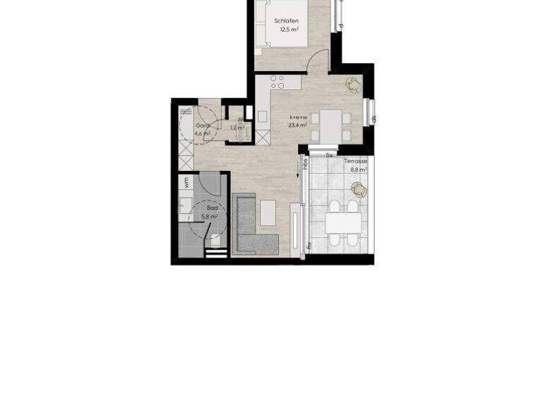 Terrassenwohnung zum Kauf - Erstbezug 395.000 € 2 Zimmer 47,5 m² 2. Geschoss Raiffeisenstraße 3 Lustenau 6890