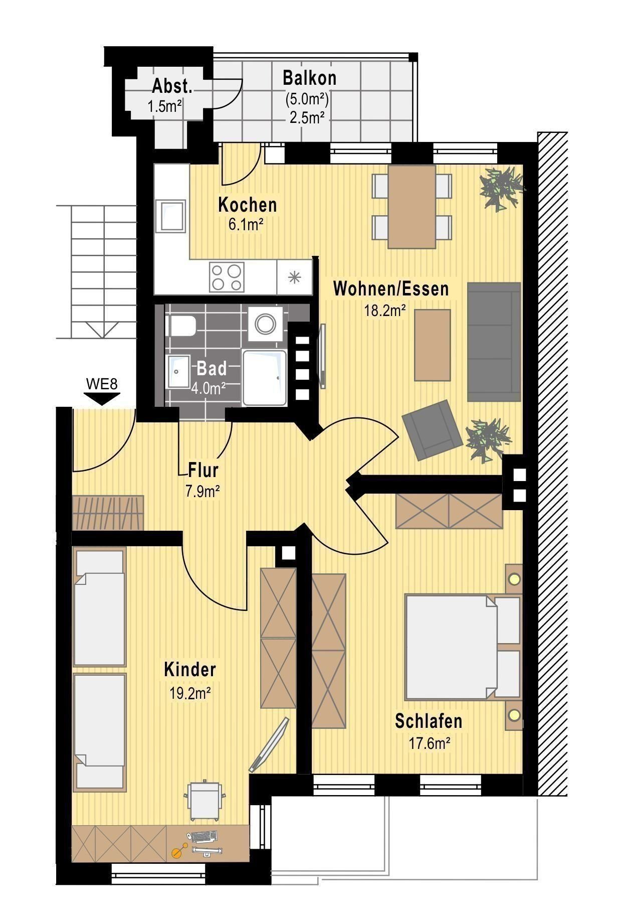 Wohnung zum Kauf 354.200 € 3 Zimmer 77 m²<br/>Wohnfläche 3.<br/>Geschoss ab sofort<br/>Verfügbarkeit Südfriedhof Bezirk 6 Kiel 24114