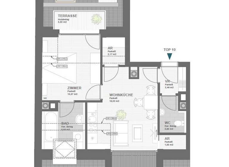 Wohnung zum Kauf 320.000 € 2 Zimmer 4. Geschoss Wien 1180