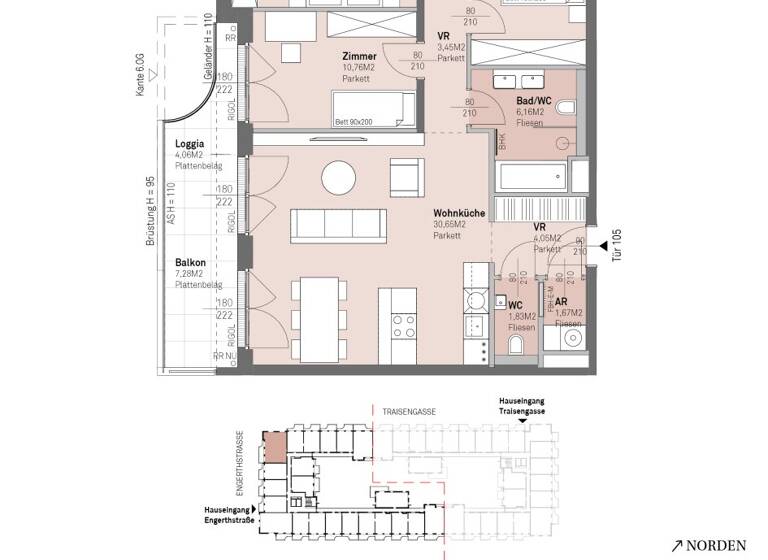 Wohnung zum Kauf - Erstbezug 602.500 € 4 Zimmer 82,8 m² 5. Geschoss frei ab 30.06.2028 Engerthstraße 111 Wien 1200