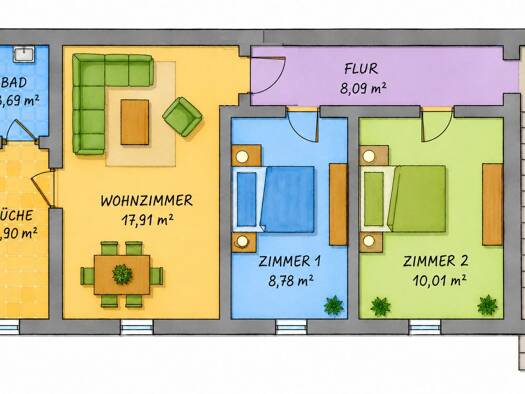 Wohnung zur Miete 360 € 2,5 Zimmer 55 m² Bitterfeld Bitterfeld-Wolfen 06749