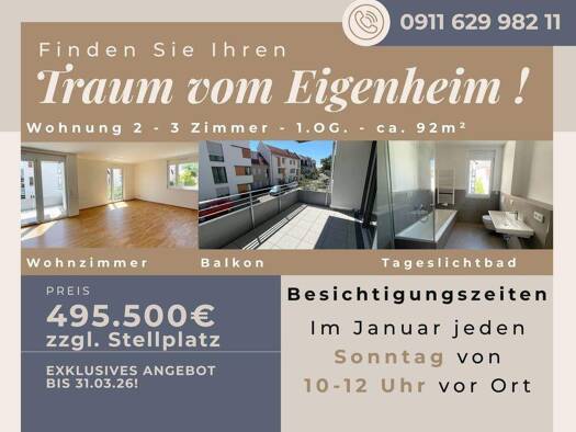 Wohnung zum Kauf provisionsfrei 495.500 € 3 Zimmer 91 m² 1. Geschoss frei ab sofort Alter Kirchenweg 11 Röthenbach Röthenbach an der Pegnitz 90552