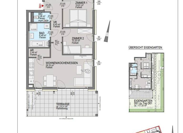 Wohnung zum Kauf 364.900 € 3 Zimmer 72,8 m² Annabichl Klagenfurt am Wörthersee 9020