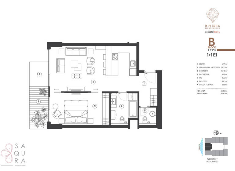 Wohnung zum Kauf 2 Zimmer 66,7 m² Budva 85310