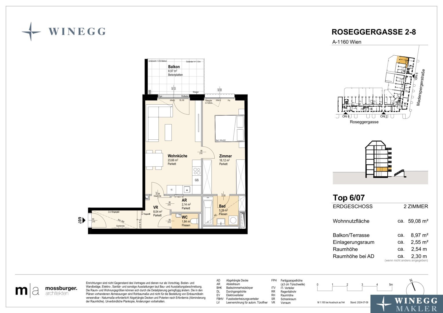 Wohnung zum Kauf 346.300 € 2 Zimmer 59,1 m²<br/>Wohnfläche EG<br/>Geschoss Roseggergasse 2-8 Wien 1160