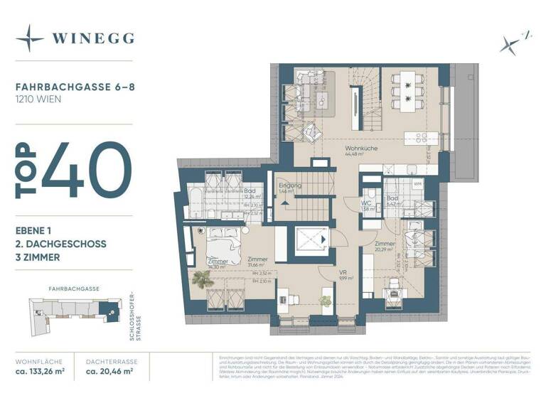 Wohnung zum Kauf - Erstbezug 948.200 € 4 Zimmer 133,1 m² 6. Geschoss Fahrbachgasse 6-8 Wien 1210