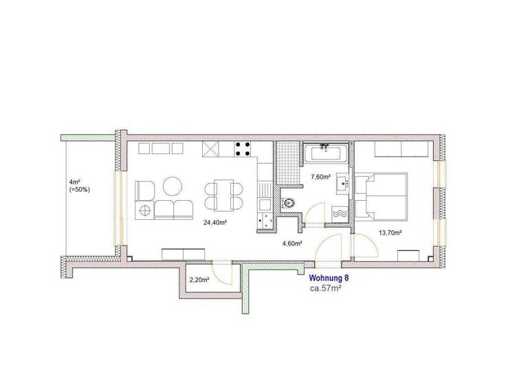 Penthouse zur Miete - Erstbezug 810 € 2 Zimmer 56 m² 4. Geschoss frei ab 01.04.2026 Naumburg 06618