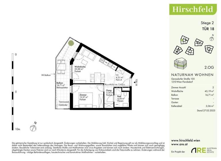 Wohnung zum Kauf - Erstbezug provisionsfrei 285.000 € 2 Zimmer 45,2 m² Wien 1210