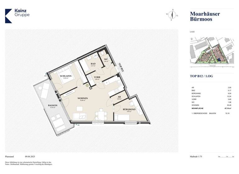 Wohnung zum Kauf - Erstbezug 310.000 € 3 Zimmer 67,2 m² 1. Geschoss Bürmoos 5111