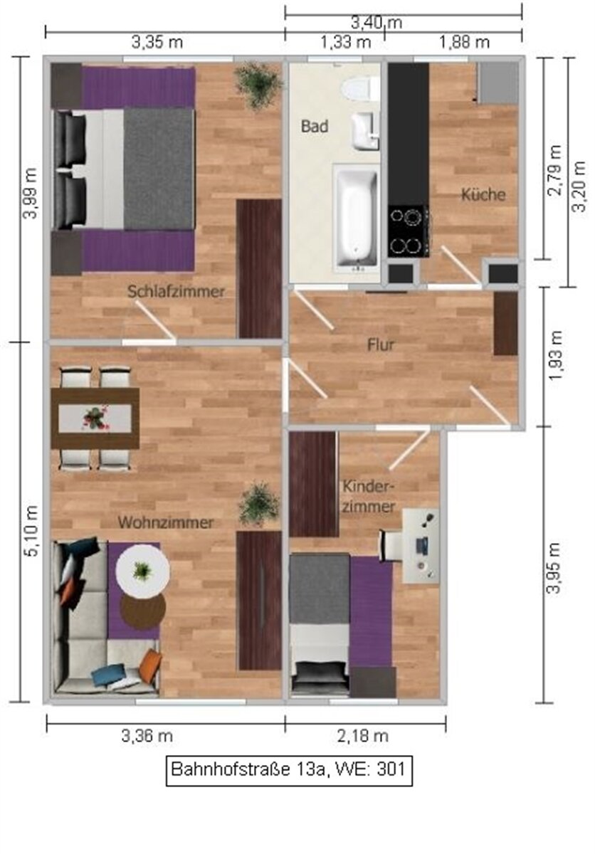 Apartment zur Miete 300 € 3 Zimmer 56 m²<br/>Wohnfläche 2.<br/>Geschoss Bahnhofstraße 13a Friedrichshain Felixsee, OT Friedrichshain 03130