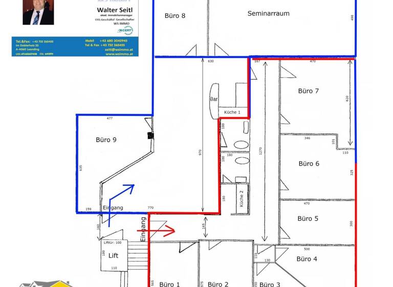Bürofläche zur Miete 2.453 € 5 Zimmer 327 m² Bürofläche Waldegg Linz 4020