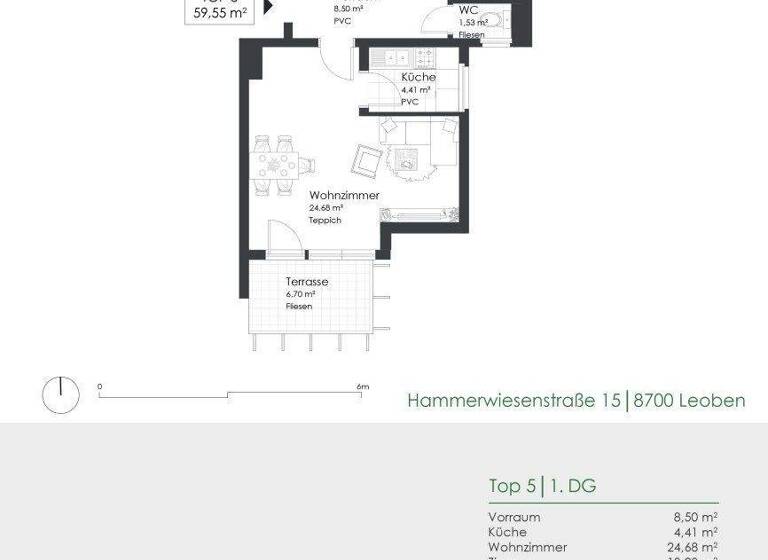 Wohnung zum Kauf 115.000 € 2 Zimmer 59,9 m² 2. Geschoss Hammerwiesenstraße 15 Leoben 8700