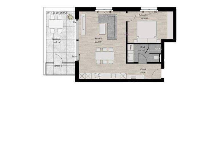 Terrassenwohnung zum Kauf - Erstbezug 409.000 € 2 Zimmer 53 m² 2. Geschoss Lustenau 6890