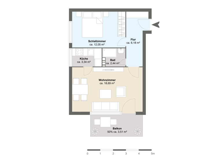Wohnung zum Kauf 169.000 € 2 Zimmer 45 m² 6. Geschoss Offenbach am Main 63069