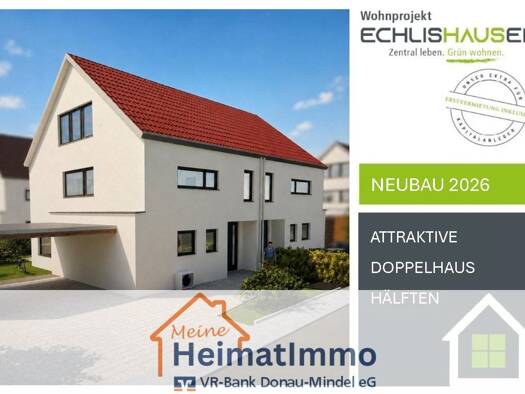 Doppelhaushälfte zum Kauf - Erstbezug provisionsfrei 498.000 € 5 Zimmer 136,5 m² 240 m² Grundstück Echlishausen Bibertal 89346