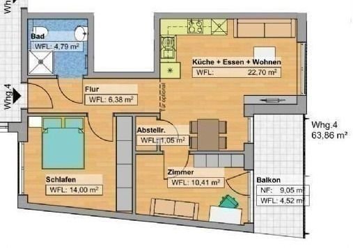 Apartment zum Kauf provisionsfrei 253.554 € 3 Zimmer 63,9 m²<br/>Wohnfläche 1.<br/>Geschoss Nürnberger Str. 16 Körle Körle 34327