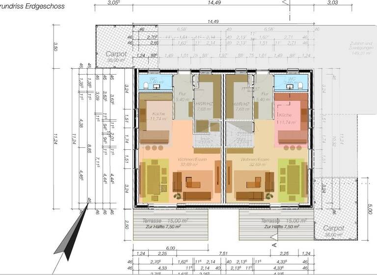 Doppelhaushälfte zum Kauf - Neubau 389.000 € 4 Zimmer 128 m²<br/>Wohnfläche 426 m²<br/>Grundstück Holtrop Großefehn / Holtrop 26629
